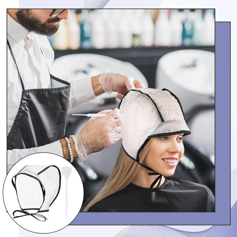 FineCheer طقم قبعة تمييز الشعر مع خطافات بلاستيكية لتلوين الشعر أدوات صالون تصفيف الشعر (أسود) - Image 5